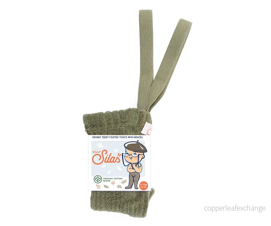Silly Silas – Granny Teddy Footed tights, Olive Silly Silas – Granny Teddy Footed tights, Olive