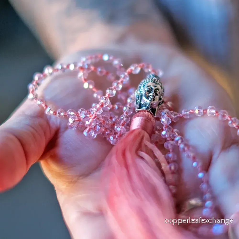 Halsband Buddha med glaspärlor - rosa - Bild 2
