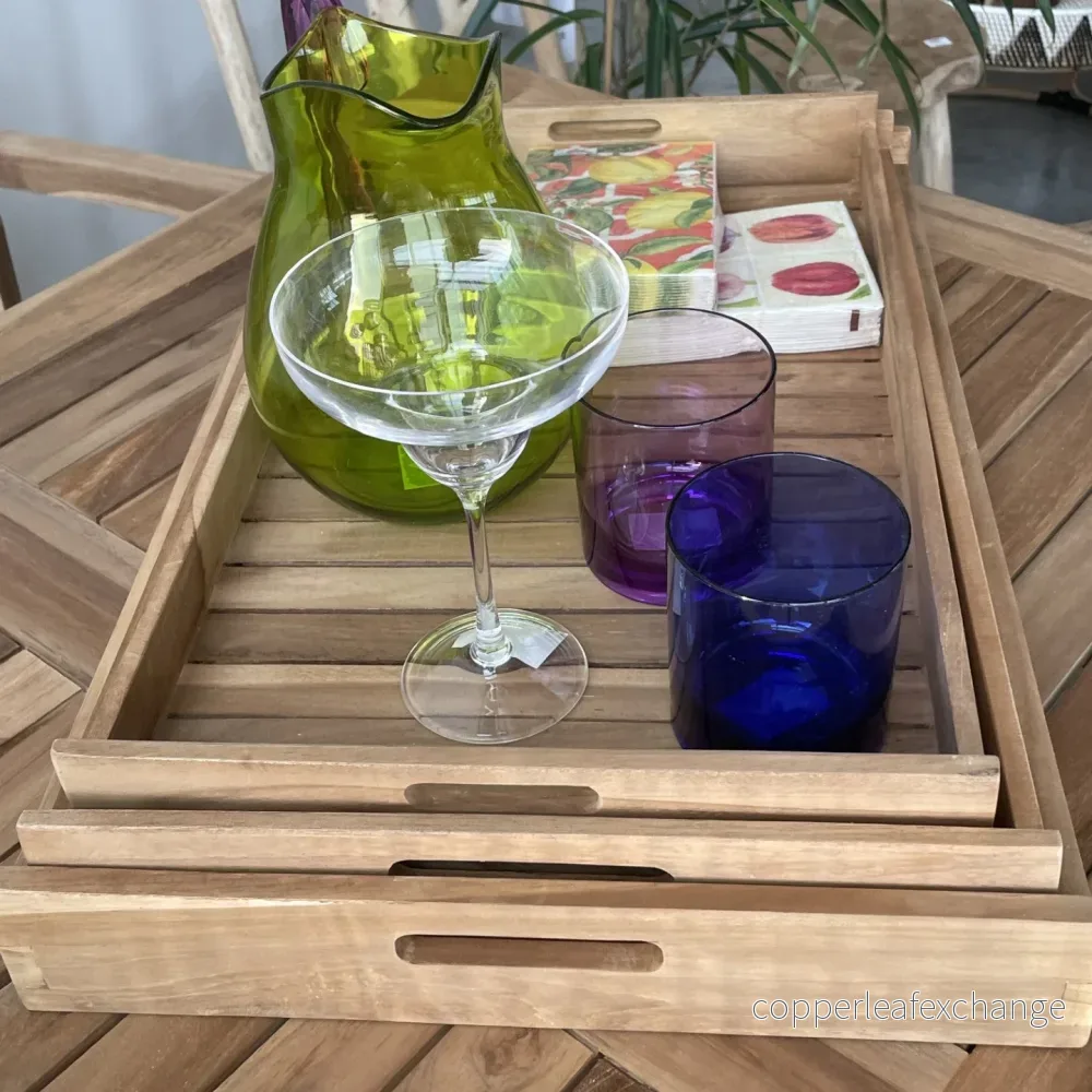 Teak Brick Set 3 Delar – Handgjorda Träbrickor Bali-Stil