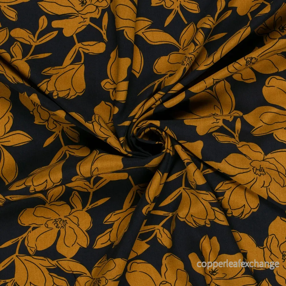 Patterned Viscose - Poplin - Flowers - Navy - Bild 3