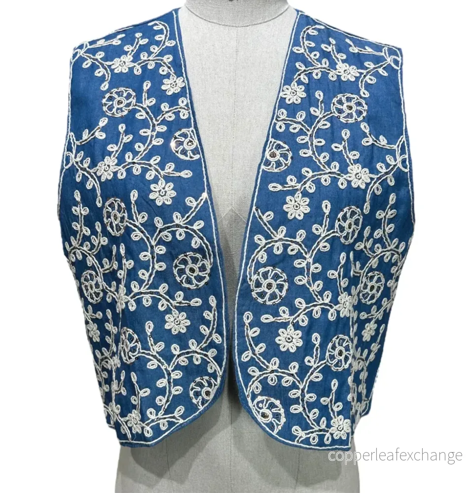 Boheme väst Broderad Blåvit - Bild 2
