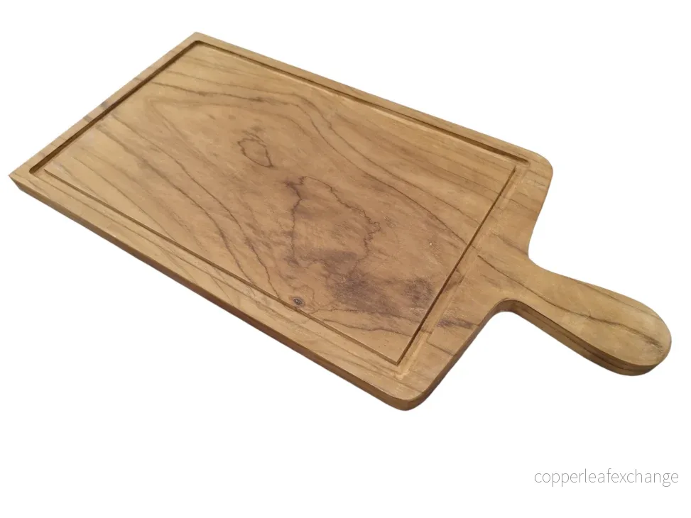 Skärbräda med Handtag Tropiskt Trä 50cm - Serveringsbräda - Bild 2