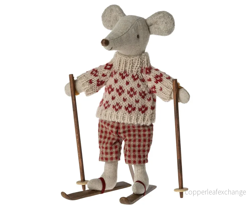 Maileg vintermus, mamma på skidor