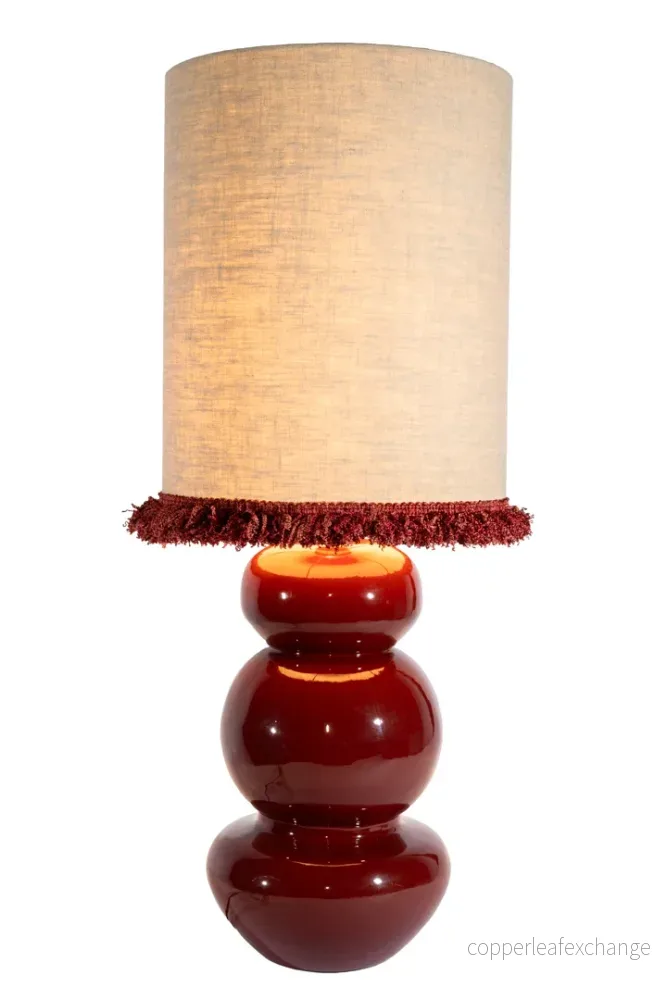 Lampskärm Cylinder D29 lin frans vinröd - Bild 2