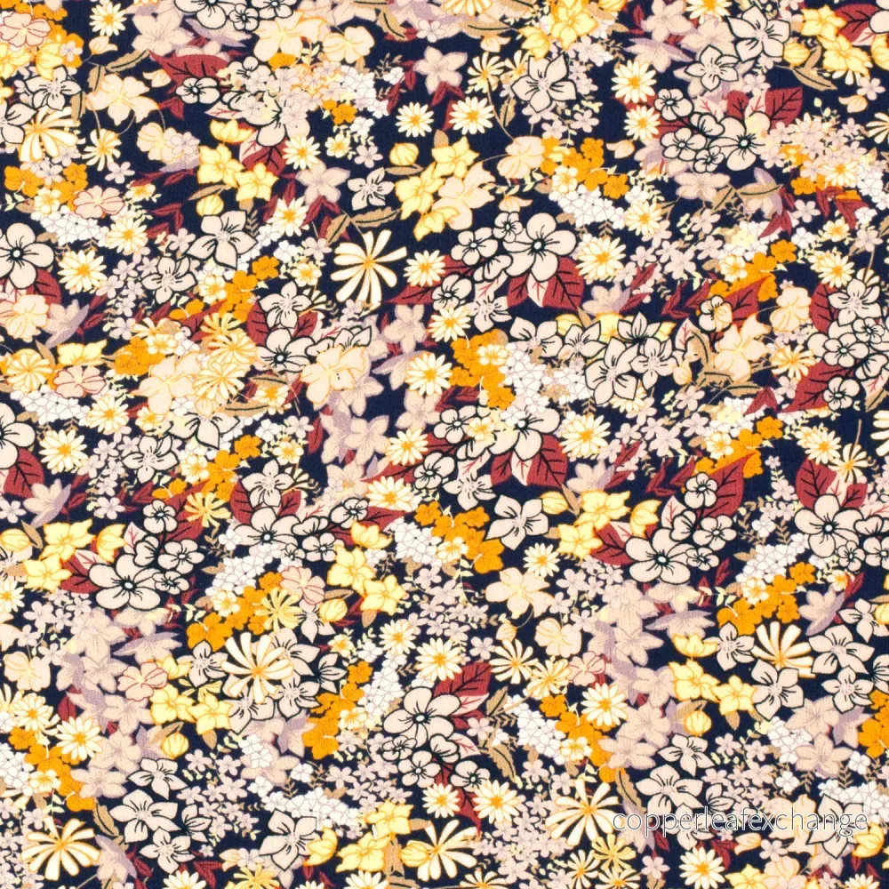 Patterned Viscose – Crepe – Small flowers – Navy Patterned Viscose – Crepe – Small flowers – Navy