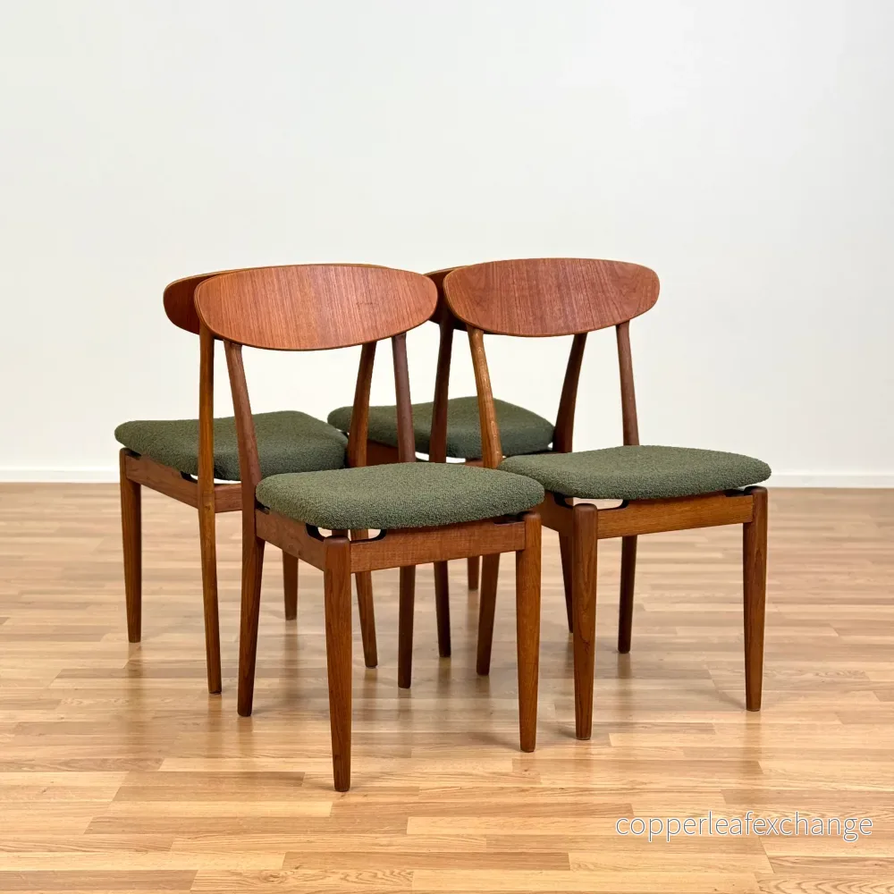Set om 4 matstolar i teak från Skive Møbelfabrik, 1950-60-tal, Danmark
