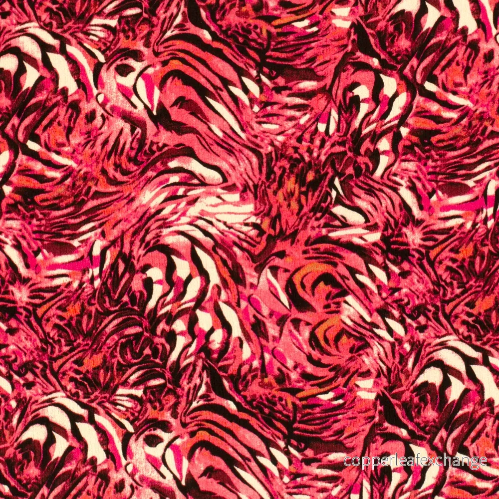 Patterned Viscose – Crepe – Abstract, Tiger – Pink Patterned Viscose – Crepe – Abstract, Tiger – Pink