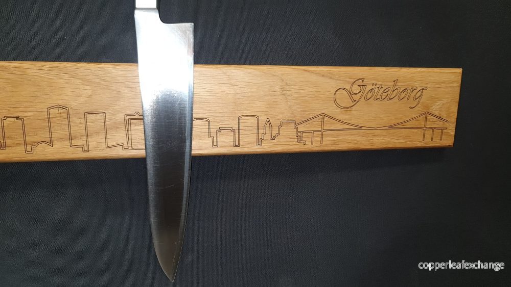 Magnetisk knivhållare med lasergravyr Göteborg skyline - Bild 3