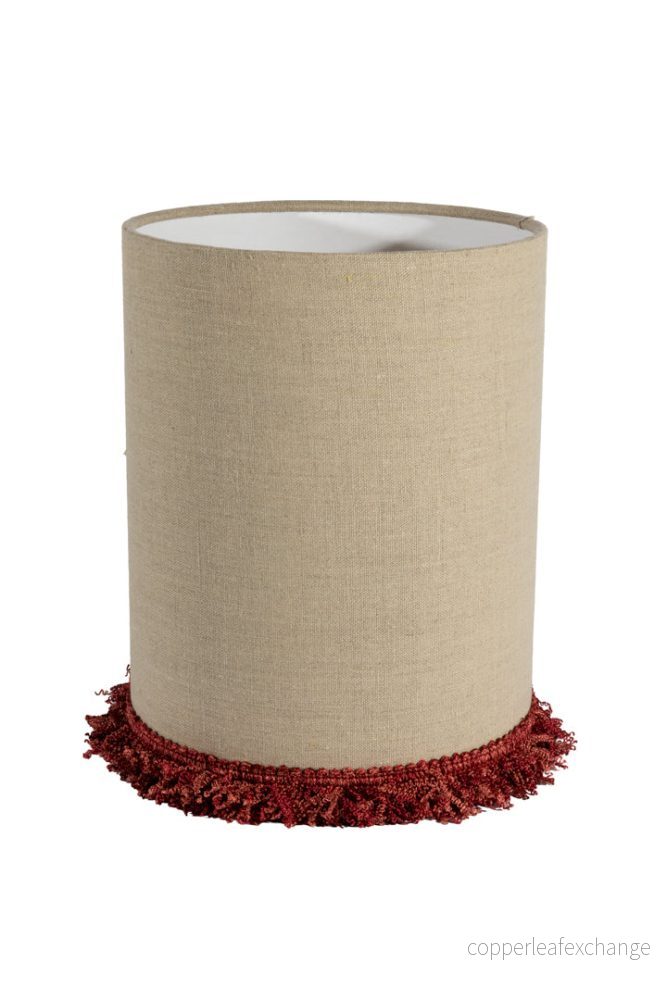 Lampskärm Cylinder D21,5 lin frans vinröd