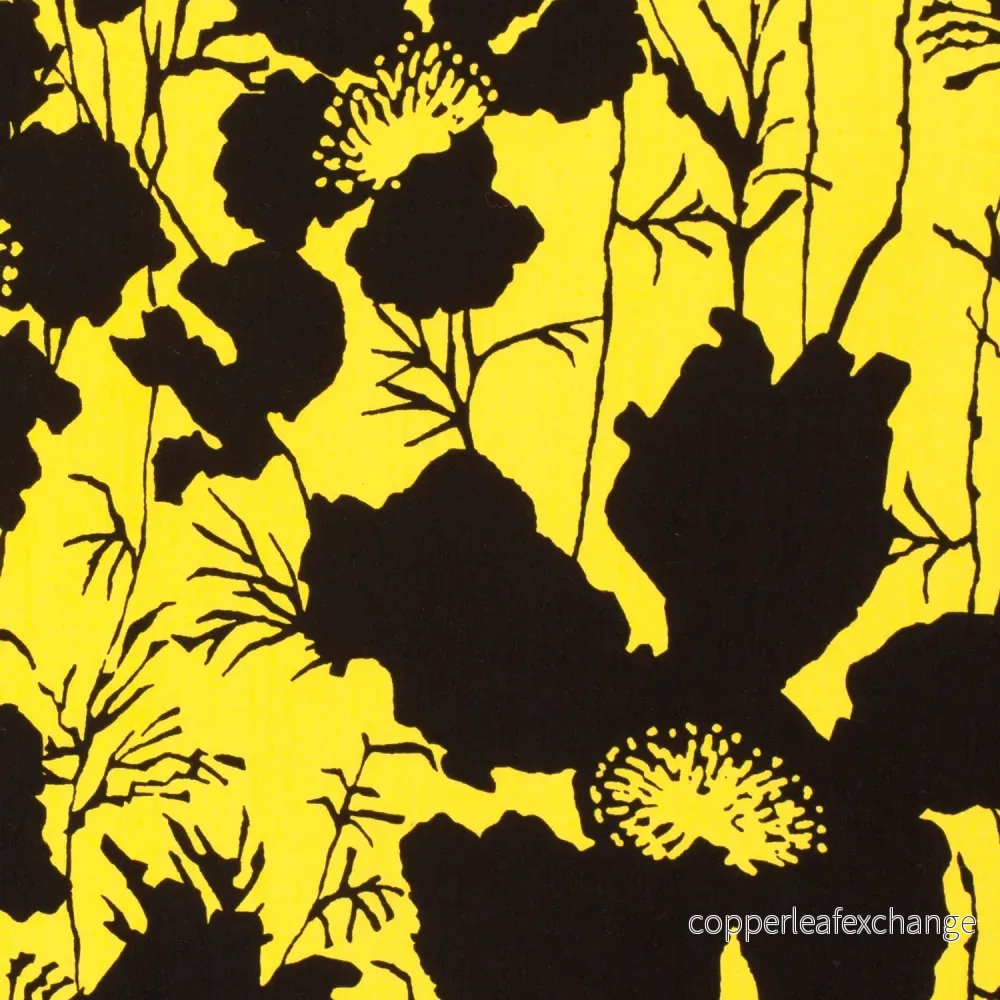 Bamboo Viscose – Poplin – Abstract, Flower – Yellow