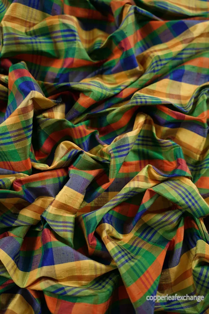 Vintage – Thai silk – Plaid – Mixed colors – VT57