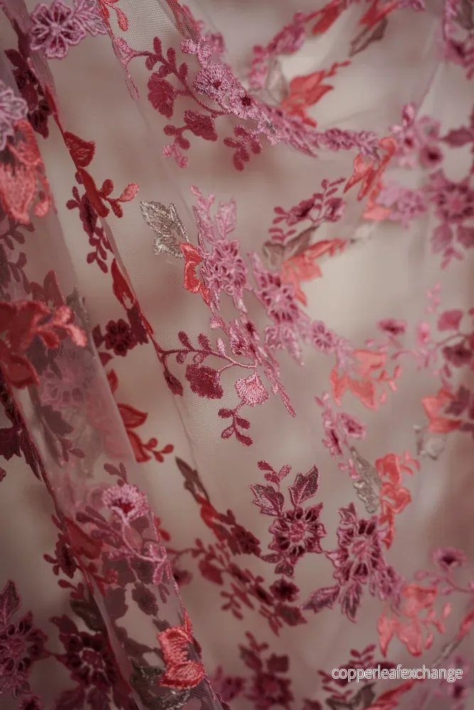 Italian – Embroidery – Exclusive – Tulle – Serene meadow – Pink Italian – Embroidery – Exclusive – Tulle – Serene meadow – Pink