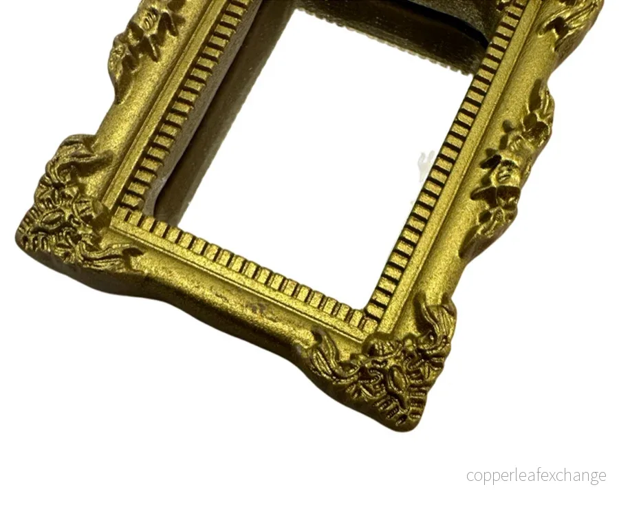 Miniatyr – Liten vintage spegel guld, dekoration till dockhus - Bild 2