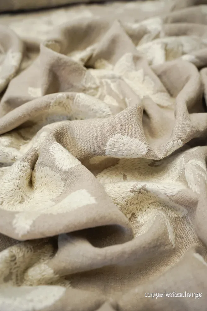 Curtain fabric - Exclusive - Embroidered - Linen - Gardenia - Natural - Bild 2