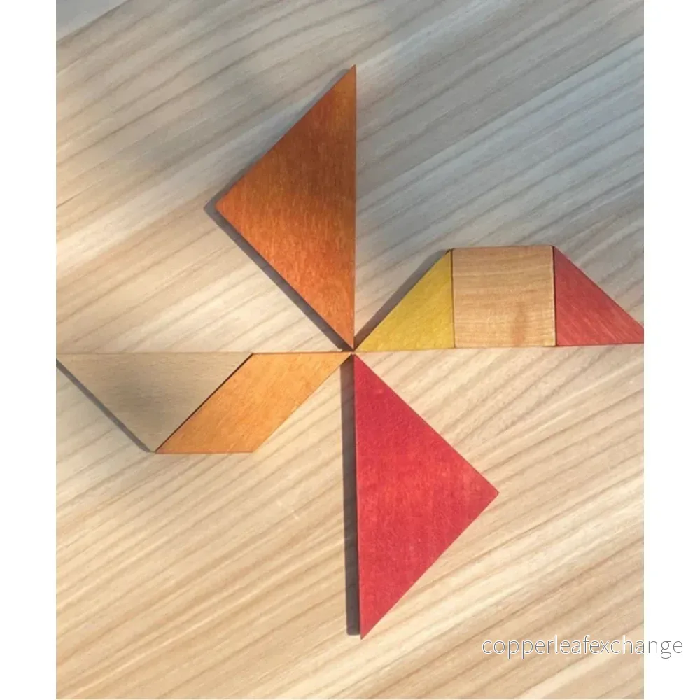 Tangram Pussel i Trä - Varma Färger - Bild 3