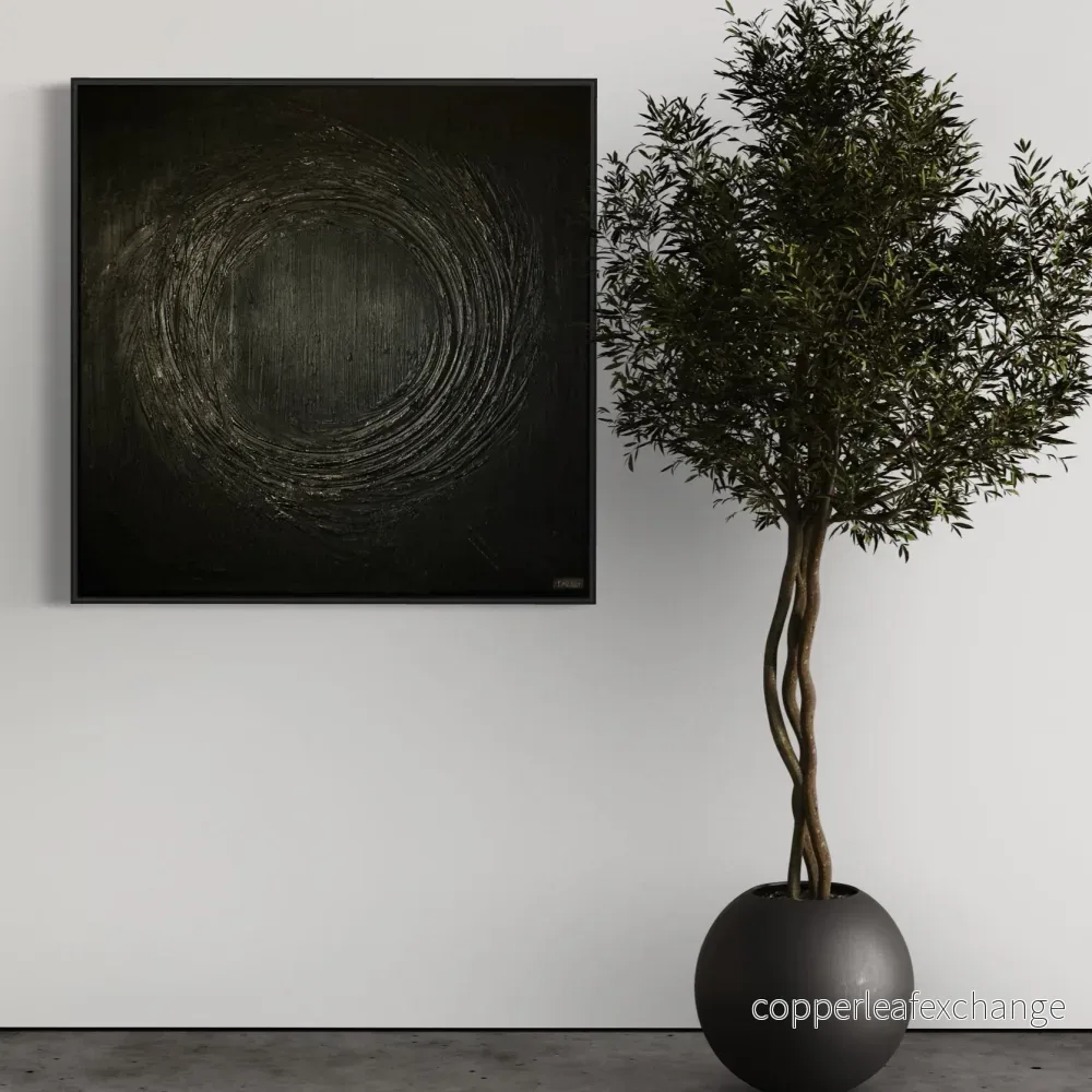 Tavla, Black swirl 82×82 cm Tavla, Black swirl 82×82 cm
