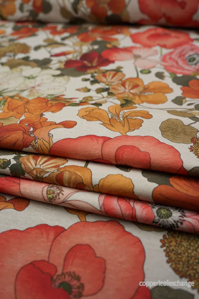 Patterned – Curtain fabric – Linen – Cotton – Flower meadow – Cappucine 010 Patterned – Curtain fabric – Linen – Cotton – Flower meadow – Cappucine 010