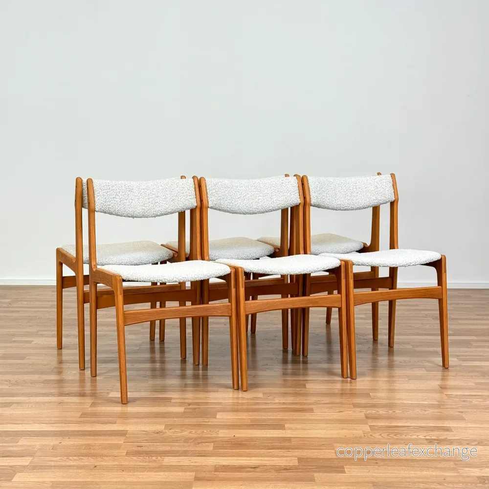 Set om 6 matstolar i ek av Erik Buch, 1950-60-tal, Danmark