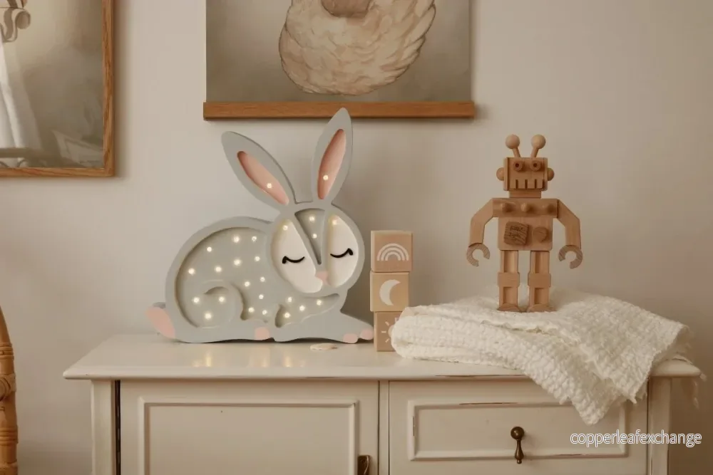 Kaninlampa i trä – dimbar LED med timer - Bild 2