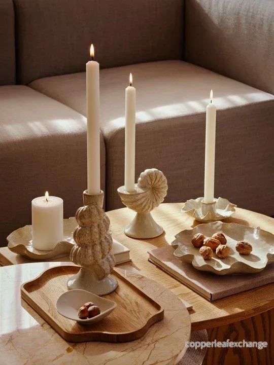 Shelly Candle Holder H18cm White