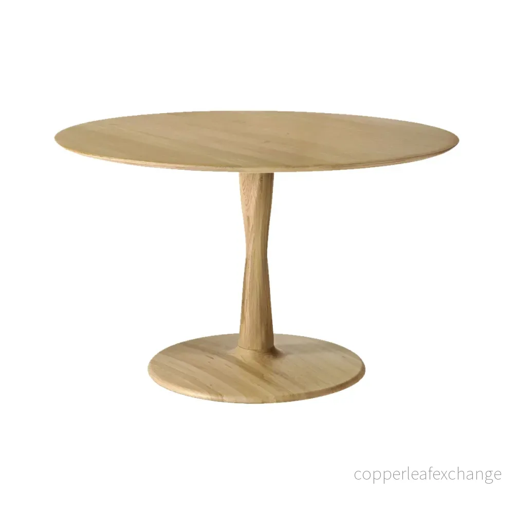 Matbord Torsion Rund, Massiv Lackad Ek