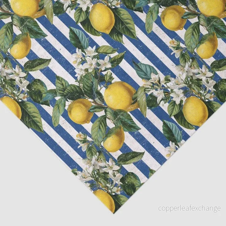 Citron och blåvita ränder - enskilda decoupage konstark - Bild 3