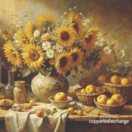 Solrosor i vas – enskilda decoupage konstark