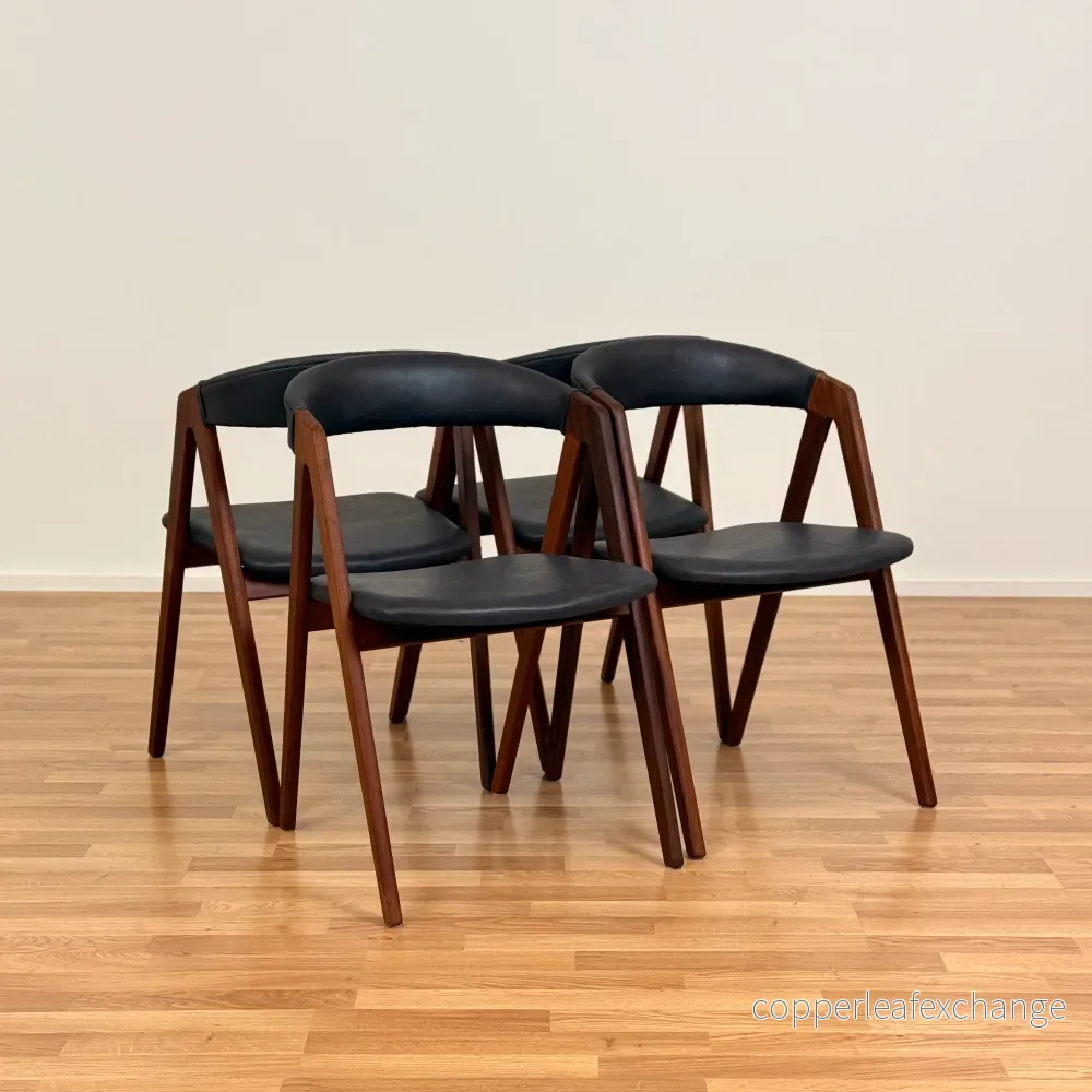 Set om 4 matstolar i teak av Kai Kristiansen, 1950-60-tal, Danmark