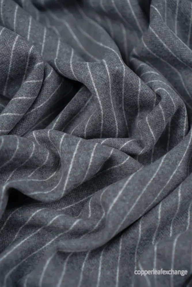 Deadstock – Soft Italian Cotton Coat Fabric – Gray with Stripe – DY86 Deadstock – Soft Italian Cotton Coat Fabric – Gray with Stripe – DY86