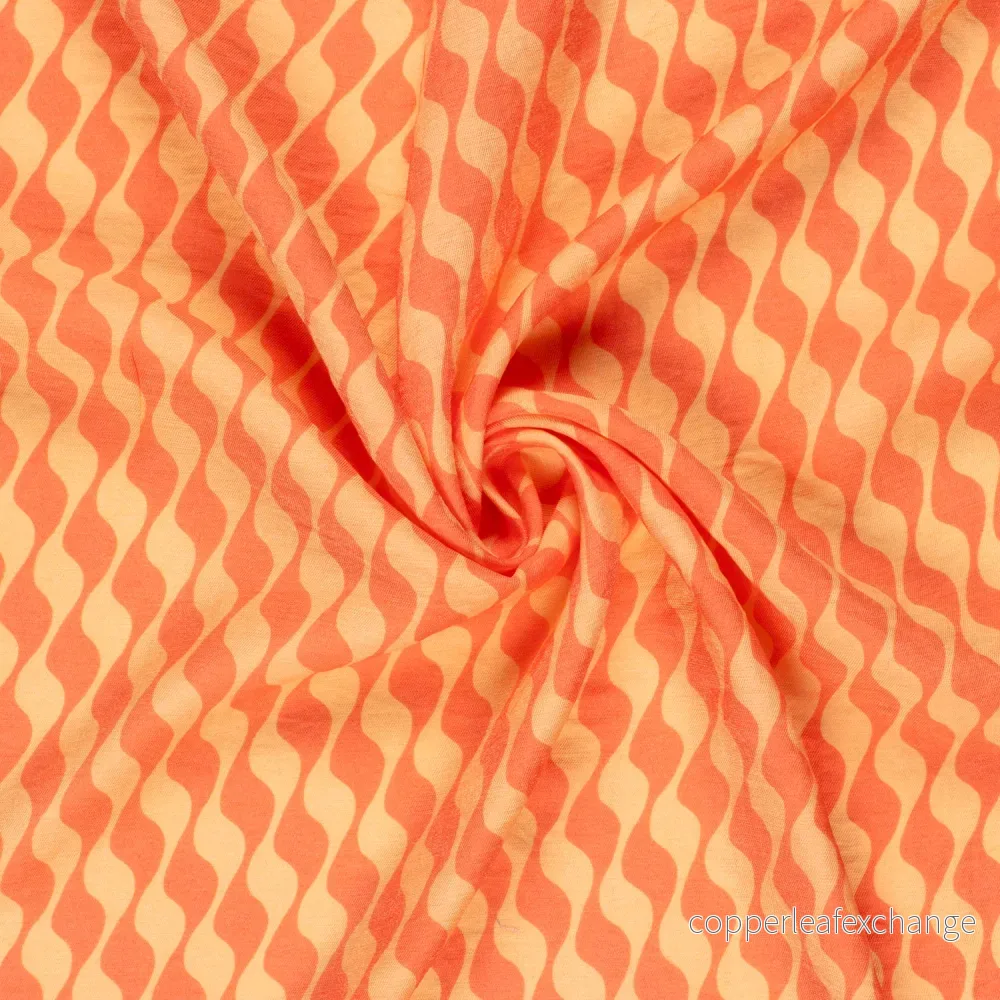 Viscose – Light – Twill – Waves – Orange – 037