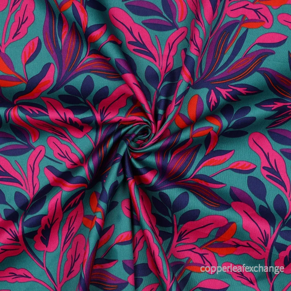 Nerida Hansen - Cotton Satin - Lush Leaves - Cotton - Petrol - Bild 2