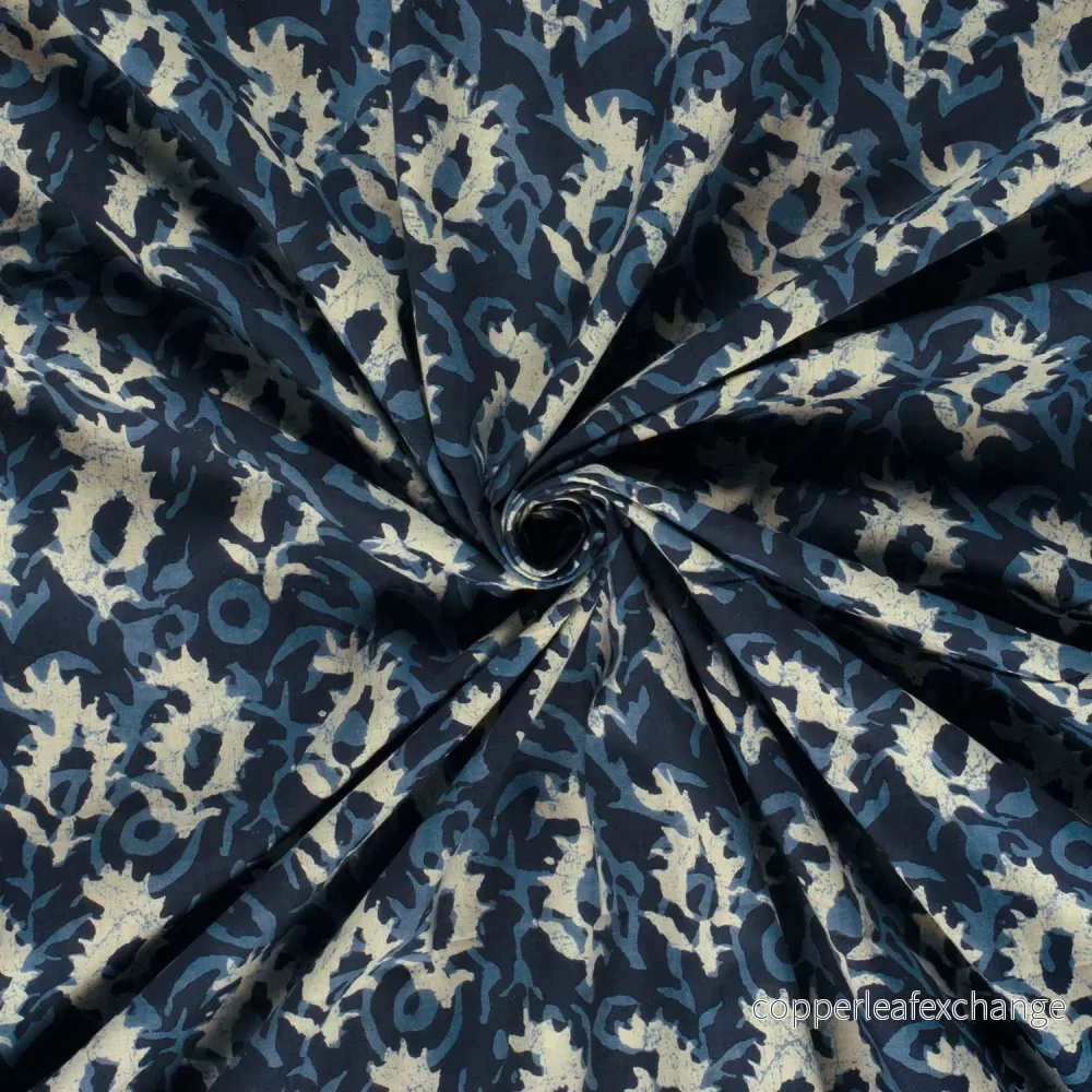 Cotton – Voile – Patterned – Batik – Abstract – Indigo – 006 Cotton – Voile – Patterned – Batik – Abstract – Indigo – 006