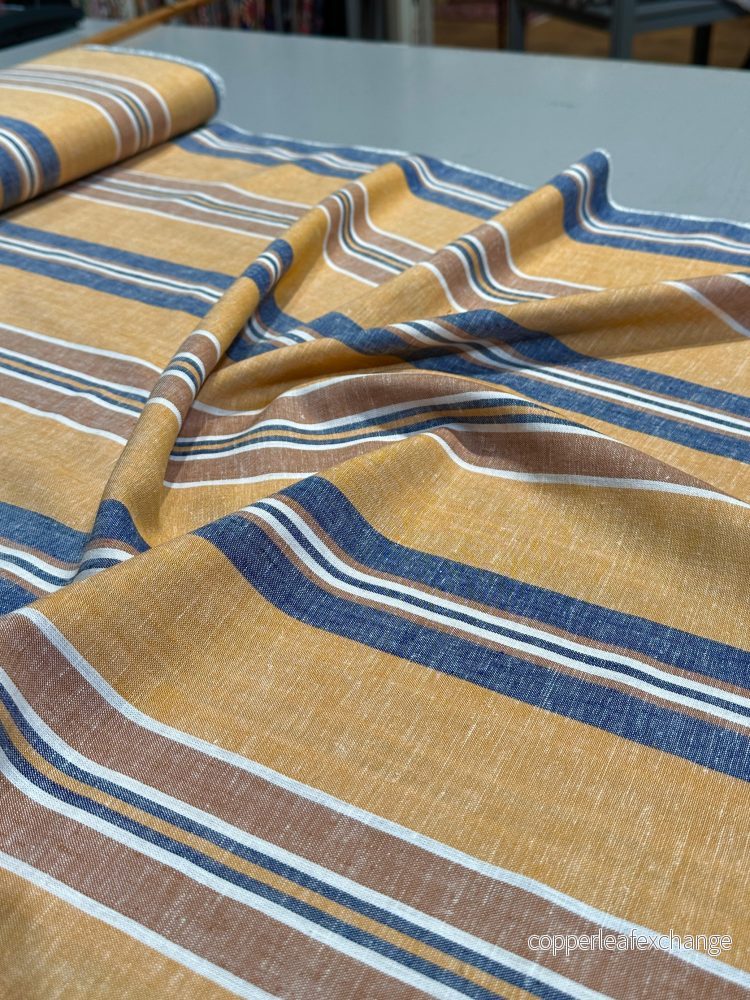 Deadstock – Linen, Viscose – Stripe – Yellow, Blue, Brown – LB4