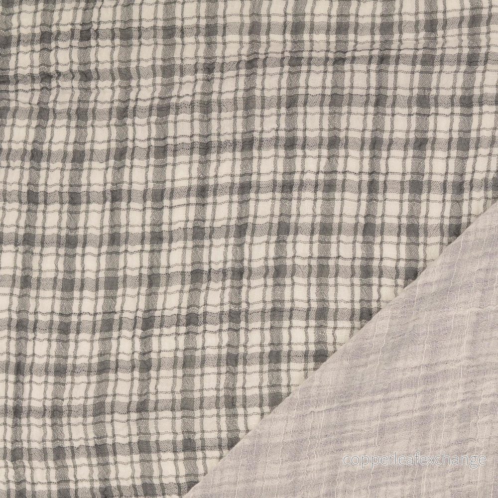 Patterned Muslin - Double Gauze - Checks - Gray - 0005 - Bild 3