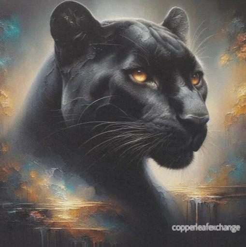Svart Panter – enstaka decoupage konstark Svart Panter – enstaka decoupage konstark
