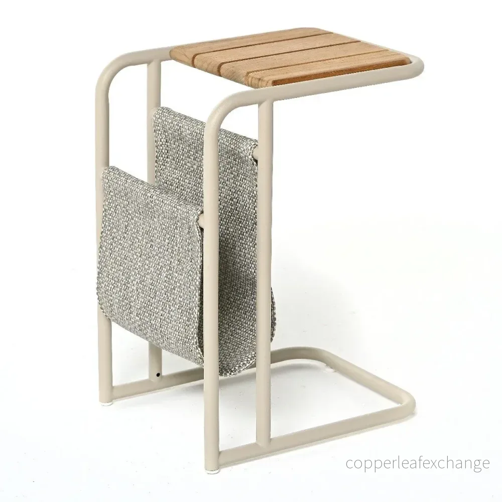 Livo Extrabord 31x25x45cm Aluminium Beige, Teak, Livo Extrabord 31x25x45cm Aluminium Beige, Teak,