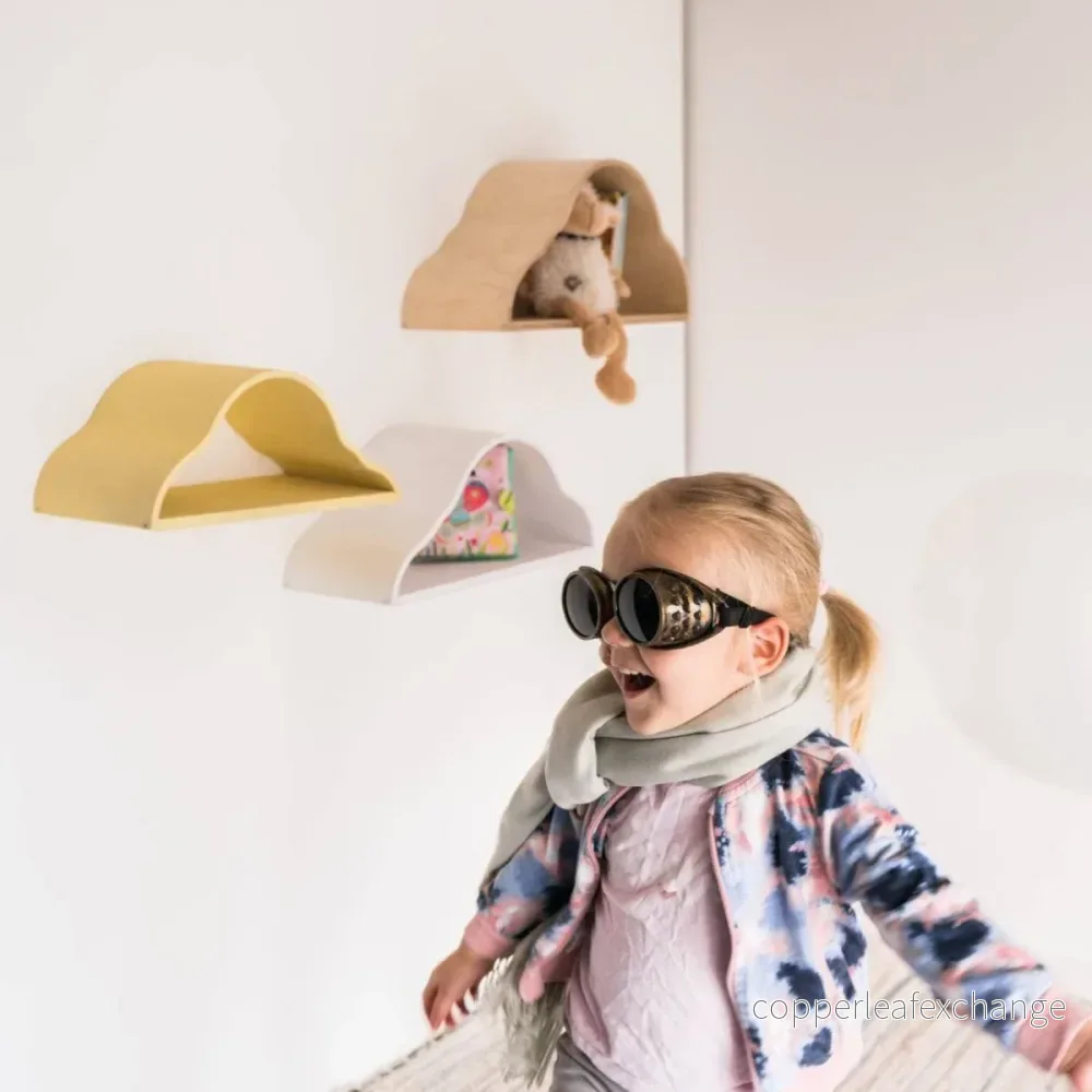 Flytande vägghyllor för barn - Set med 3 molnformade hyllor - Bild 3
