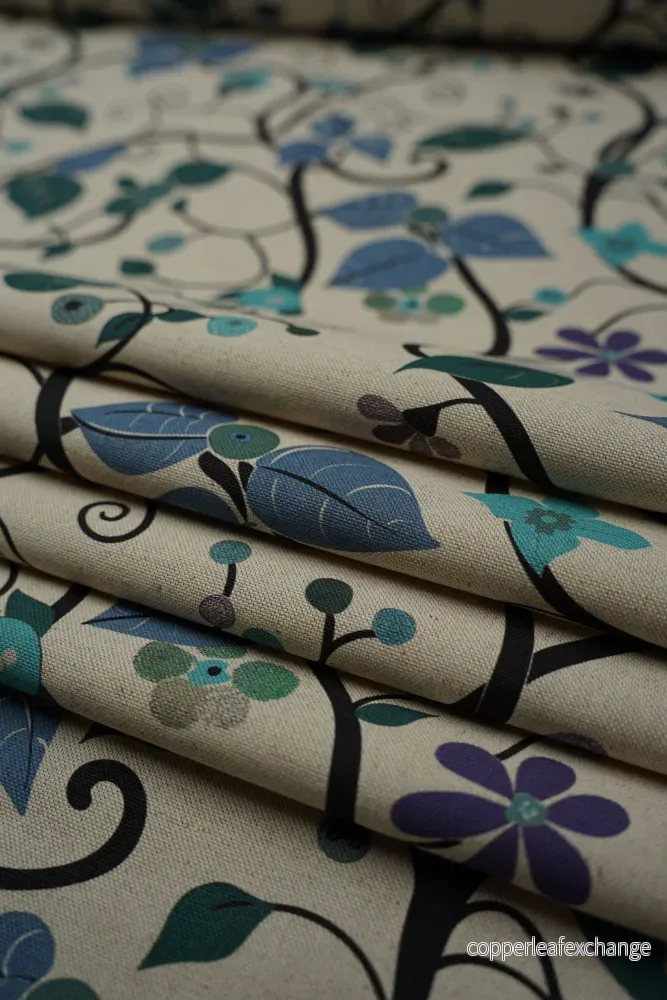 Jugend – Patterned – Upholstery fabric – Curtain fabric – Wallflower – Blue