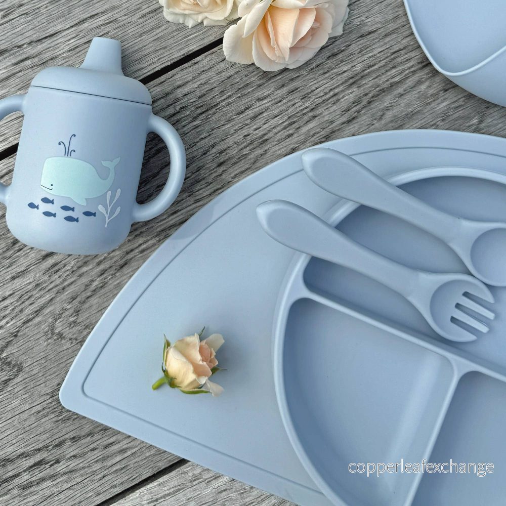 Spillfri silikonmugg med handtag – Cloud Blue Ocean - Bild 3