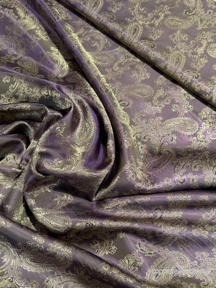 Patterned Lining Paisley Viscose Polyester Purple & Yellow C27