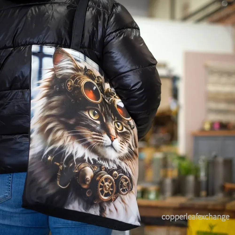 Tygväska katt steampunk Tygväska katt steampunk