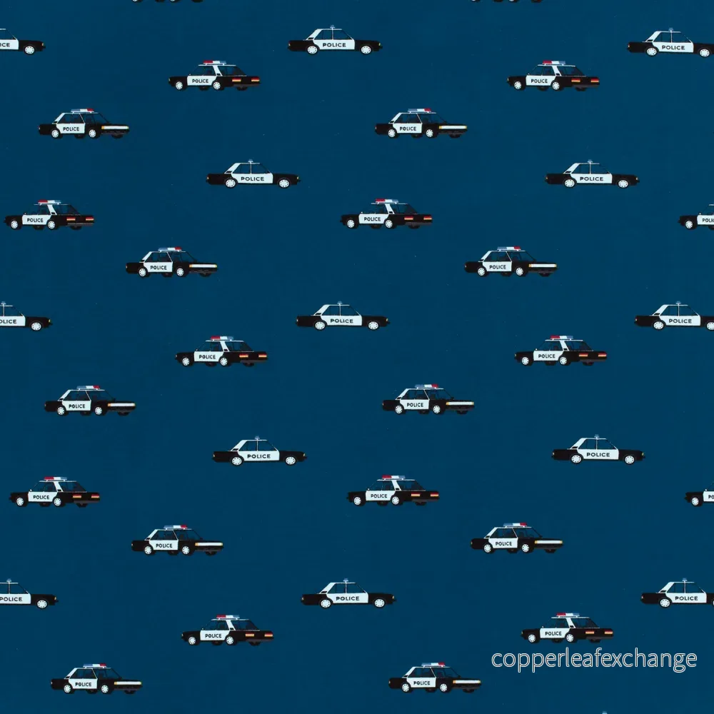 Patterned Cotton Jersey - Police car - 200g - Petrol - Bild 2