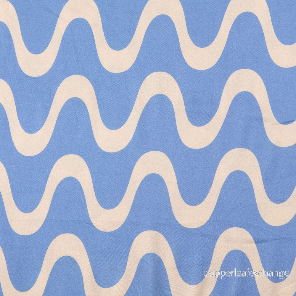 Patterned – Viscose – Satin – Waves – Light Blue – 0006