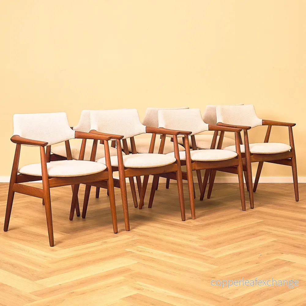 Danish dining armchairs in teak by Erik Kirkegaard for Glostrup Møbelfabrik Danish dining armchairs in teak by Erik Kirkegaard for Glostrup Møbelfabrik