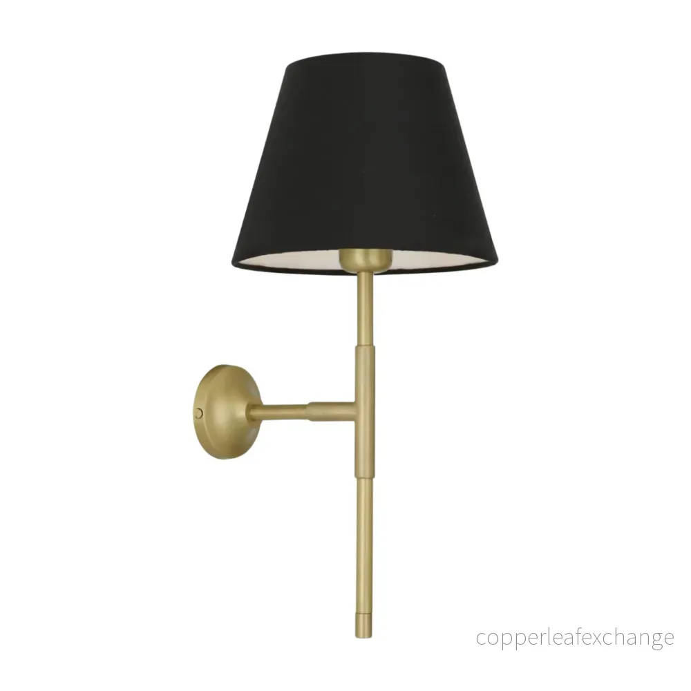 TENBY –  Modern Brass Wall Light with Fabric Shade