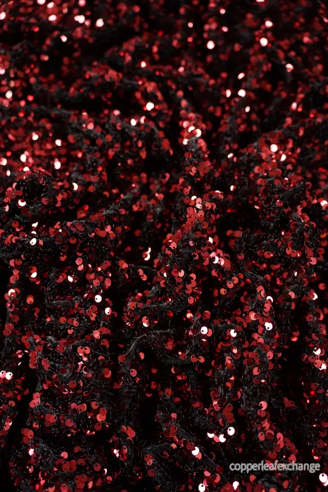 Sequins – Stretch – Velor – Red – 2454 Sequins – Stretch – Velor – Red – 2454