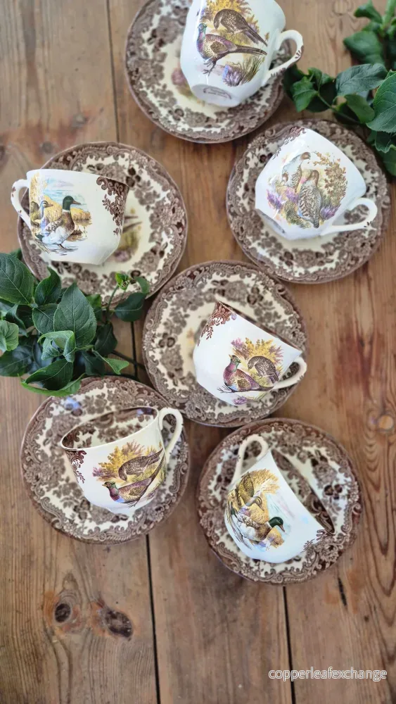 Royal Worcester Palissy England game series – Kopp med fat, 6 stycken Royal Worcester Palissy England game series – Kopp med fat, 6 stycken