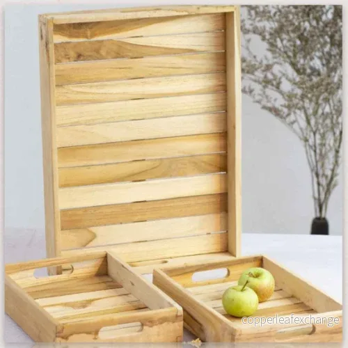 Chil Serveringsbrickor Teak Set 3 – 1 Stor & 2 Små Chil Serveringsbrickor Teak Set 3 – 1 Stor & 2 Små