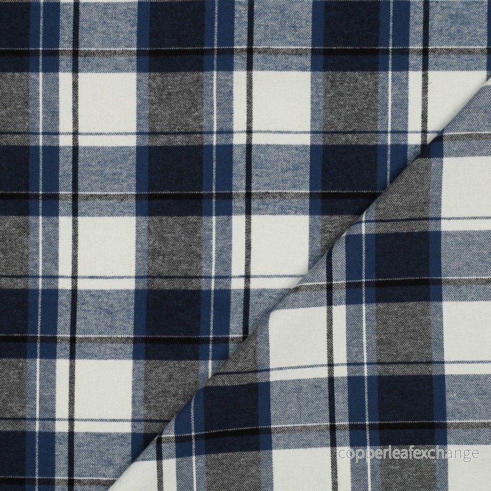 Cotton – Flannel – Large square – Yarn dyed – Navy – 001