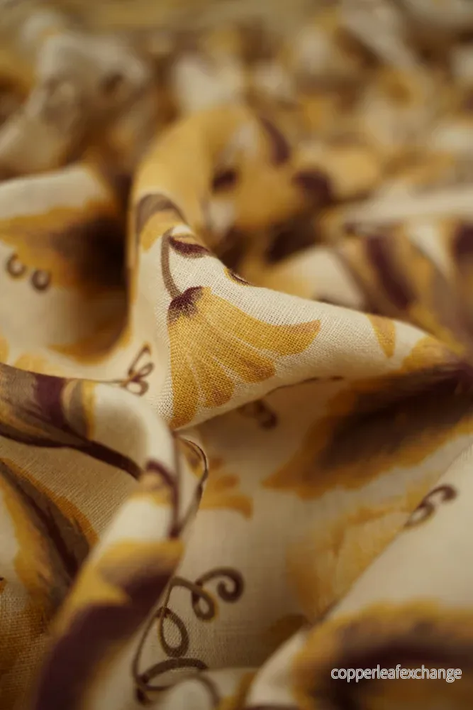Deadstock – 275 cm wide – Linen – Flowers – Retro – Yellow – DI57